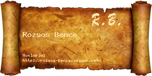 Rozsos Bence névjegykártya